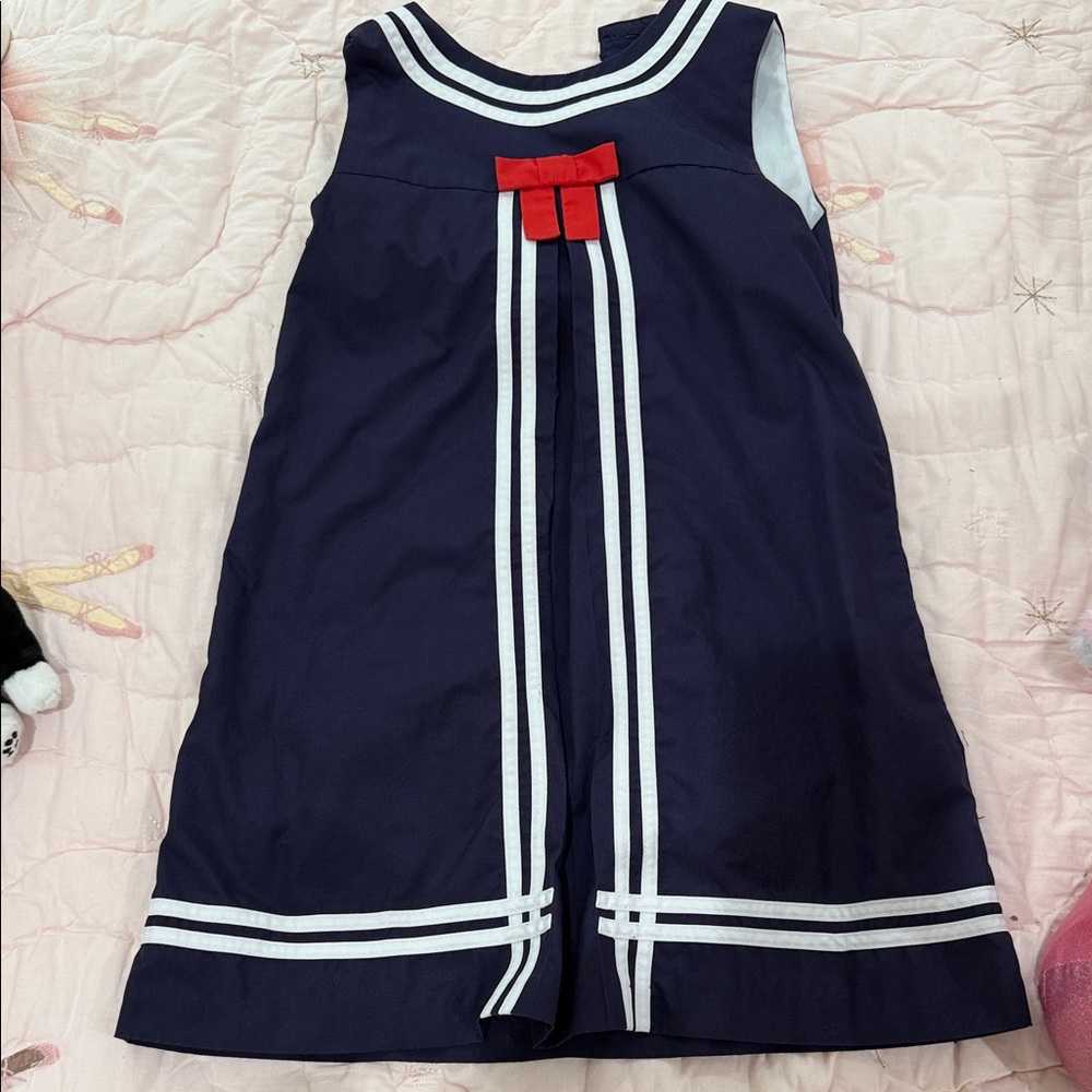 The Beaufort Bonnet Company Navy and Red Kids Dress